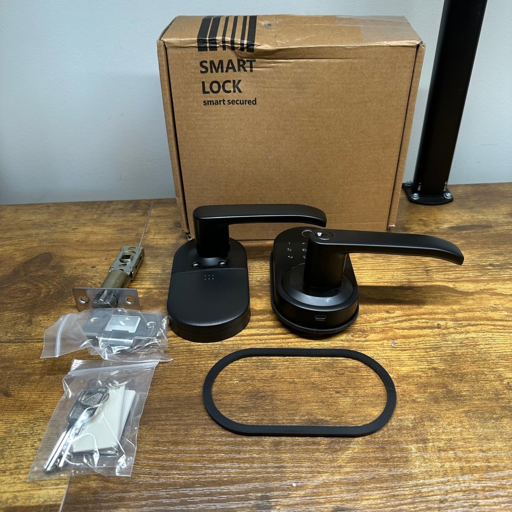 Smart Lock Biometric Fingerprint Keyless Entry Door Handle Matte Black F20240909